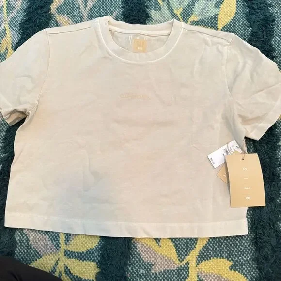 NWT Gap x BEIS Organic Cotton VintageSoft Crop Graphic Shirt “Out of Office” XS - Picture 4 of 4